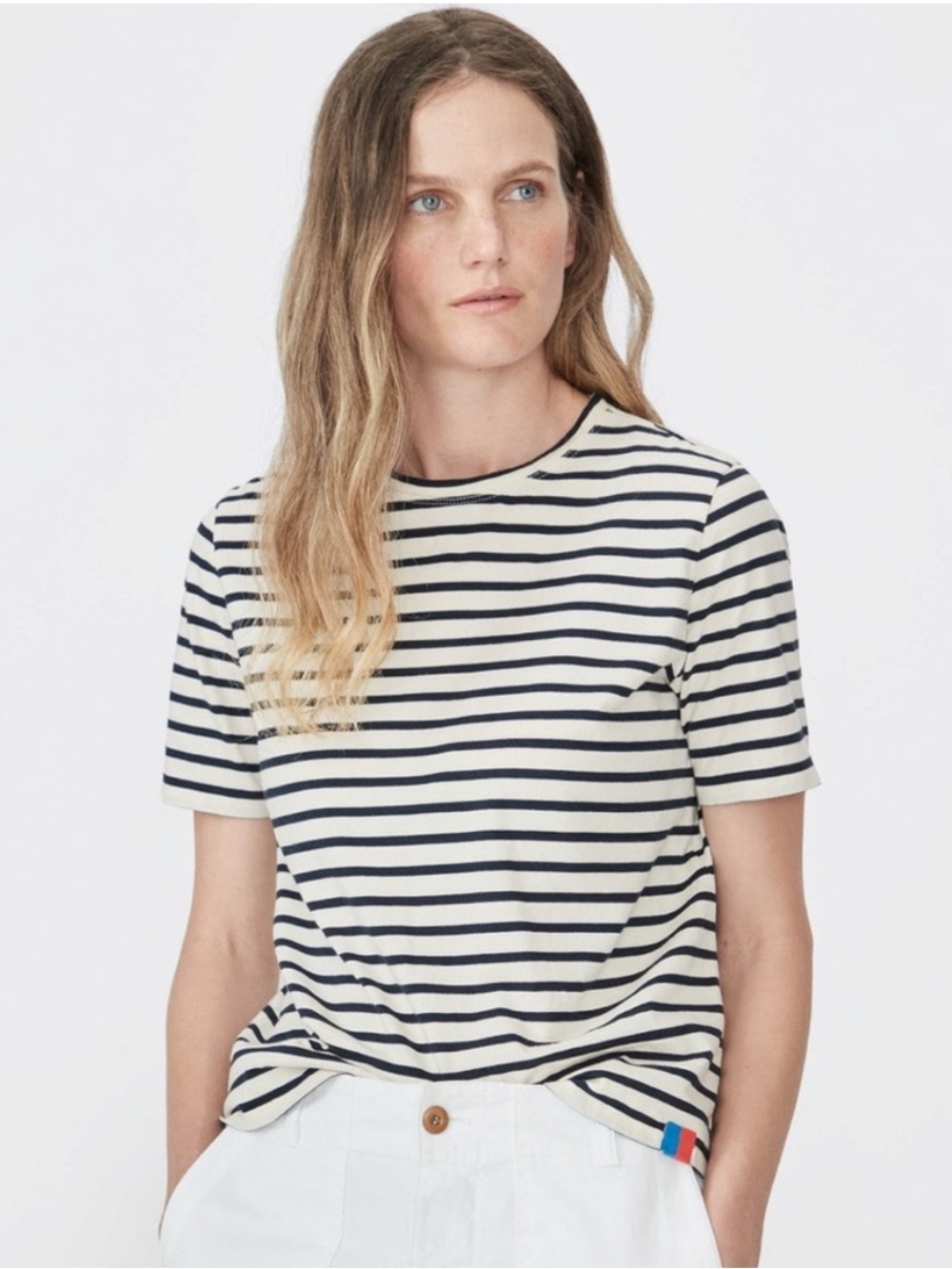 KULE The Modern Striped T-Shirt Ivory Navy Short Sleeve Tee Size S